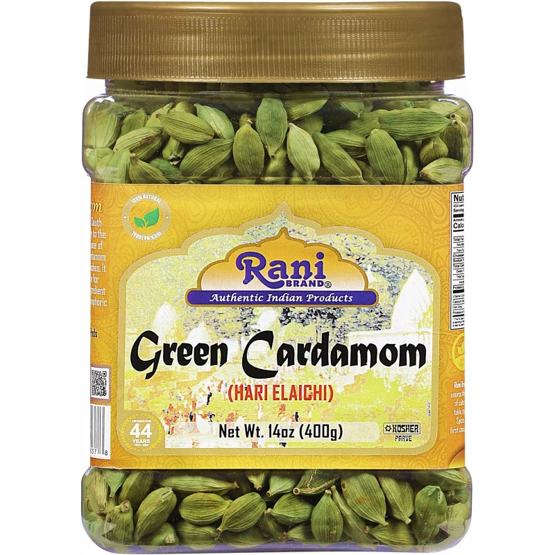 Rani Green Cardamom Pods Spice (Hari Elachi) 14oz (400g) PET