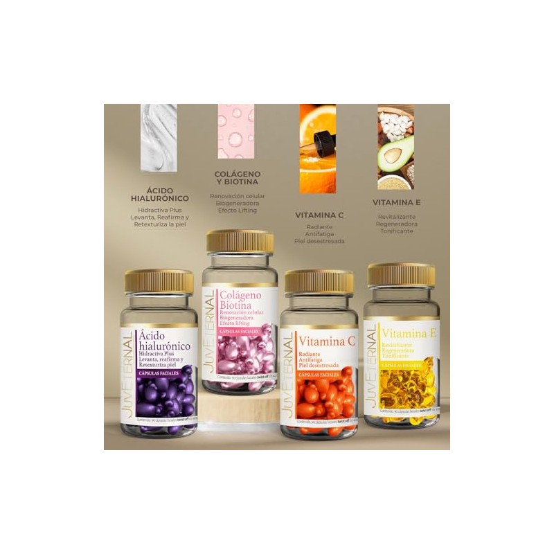 JUVETERNAL KIT Cápsulas Faciales Colágeno Biotina + Ácido Hialurónico +