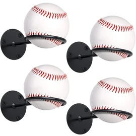 Threan Baseball Display Holder for Wall, Metal Softball Memorabilia Wall Mount Rack, Heavy Duty Sports Theme Decor for Office, Garage and Man Cave (Black)