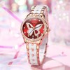 OLEVS Womens Wrist Watches Diamond Butterfly Flower Shape Rose Gold