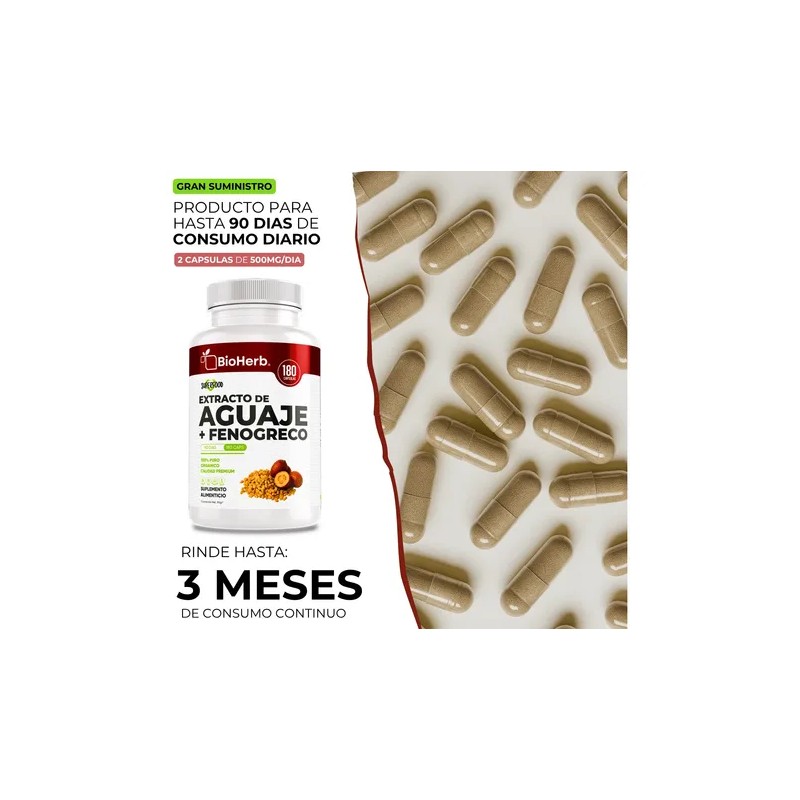 Bioherb®| Aguaje + Fenogreco - Potente Combinación 180 Caps
