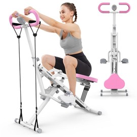 【Christmas Special】 FLYBIRD Squat Machine for Home,Rodeo Core Exercise Machine,330lbs Foldable,Adjustable 4 Resistance Bands,Ride & Rowing Machine for Botty Glutes Butt Thighs,Ab Back/Leg Press Hip Thrust - Color: FB-FSQMJ