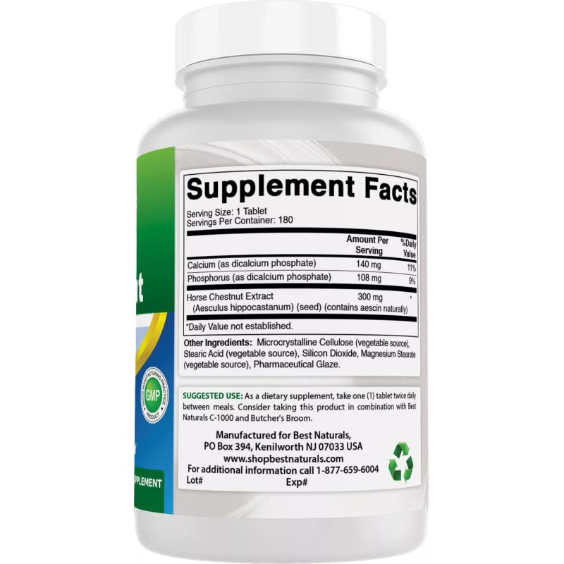 Horse Chestnut Extract 300mg 180 Tablets Non GMO Gluten Free