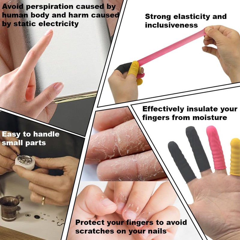 Geestone Latex Finger Cots Disposable Fingertips Protective Finger Cots for