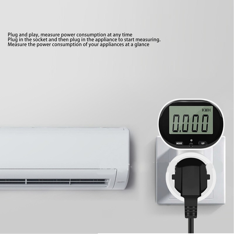 Power Meter Rotatable Large Display 0.00‑9999.9KWH Accurate Watt Meter for