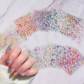 30Sheets Flower Nail Stickers 3D Self-Adhesive Colorful Flowers Cherry Blossoms Rose Daisy Nail Art Stickers Spring Summer Flower Nail Design Supplies DIY Heart Floral Bow Nail Decoration Charms Tips