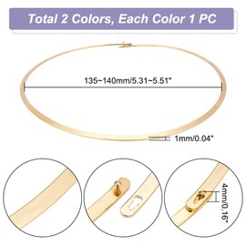 UNICRAFTALE 6pcs 13.5~14 cm Golden Stainless Steel Necklace Wire Wrap Collar Metal Open Choker Chunky Necklace for Women, Metal