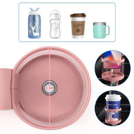 Cup Holder for Car Back Seat Headrest Backseat Purses and Bags Cute Pink Water Bottle Drink Holder with Hook Hanging 2 in 1 Car Seat Back Extra Cup Holder Leather Multifunctional Hook (Pink 1 Pack)