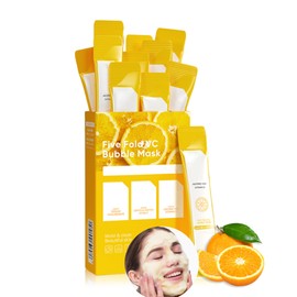 Vitamin C Bubble Face Mask, 12Pcs VC Bubble Clay Facial Mask with Hyaluronic Acid, Hydrating and Moisturizing, Gentle Oil Control, Deeply Clean Pore, Brighten Skin Tone, Korean Skincare Gift for Women