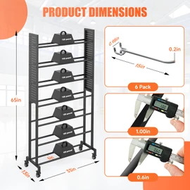 TONGMO 3D Printer Filament Rack with Wheels - 7-Tier Large Capacity Pegboard Organizer, Mobile Storage System for 3D Printing Filaments Studio Office Organization (7-Tier)