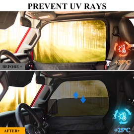 JHD-TOGO Front Window Sun Shade for Jeep Side Windows, Window Screen Curtains Cover for Camping Compatible with 2007-2024 Jeep Wrangler JK JL & Gladiator JT, 2 Pack
