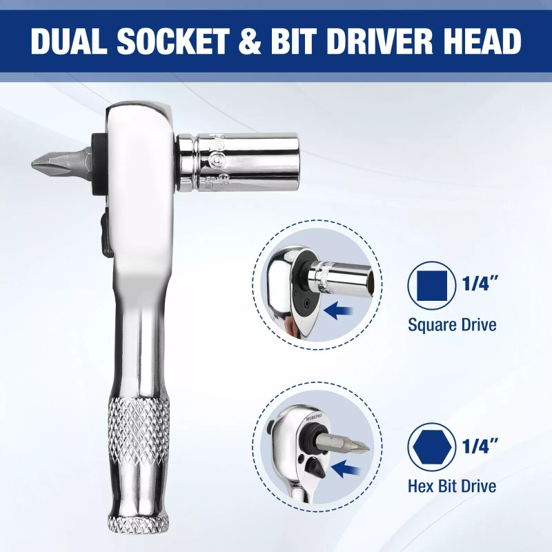 Workpro Stubby Ratchet & Bit Driver Set 16 PCS, 1/4",