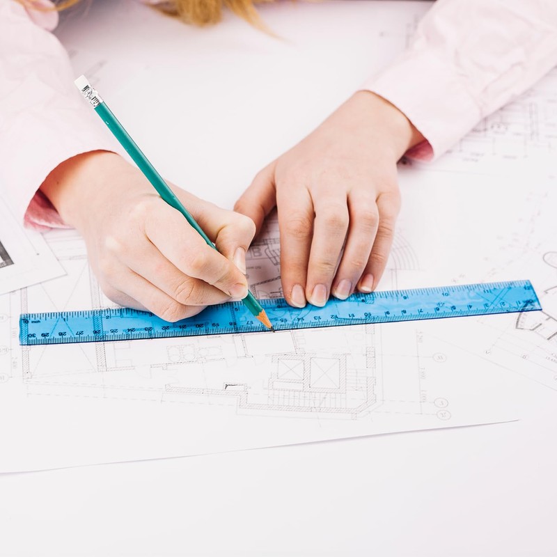 Geometry and Drawing Set 4 Pieces: Ruler 30 cm, Square