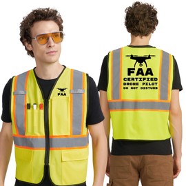 AK A-KSAFETY DRONE PILOT Security Vest - High Visibility Yellow Safety Vest Reflective & Work Vest for Men - Safety Vests Reflective - Size 3XL