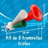 3 Trompeta Triple Tricolor Mundial Independencia Corneta