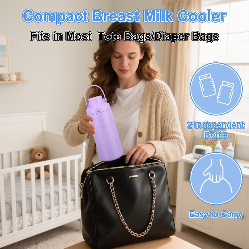 Compact Breast Milk Cooler Bottle, 12oz Portable Breastmilk Cooler with