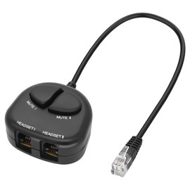 XMSJSIY RJ9 Telephone Training Adapter Headset Splitter 4P4C Telephone Line Jack Y Splitter Adapter Cable with 2 Mute Buttons for Call Center 30 cm/11.8 Inches (2 Mute)