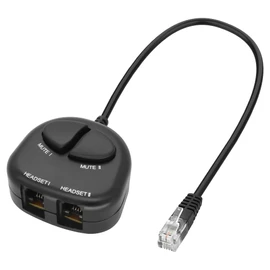 XMSJSIY RJ9 Telephone Training Adapter Headset Splitter 4P4C Telephone Line Jack Y Splitter Adapter Cable with 2 Mute Buttons for Call Center 30 cm/11.8 Inches (2 Mute)