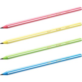 BIC Evolution Graphite Pencils - Box of 12 - HB Lead with Colourful Striped Design - Wood-Free and Splinter-Proof, Yellow,Green,Pink,Red,Black