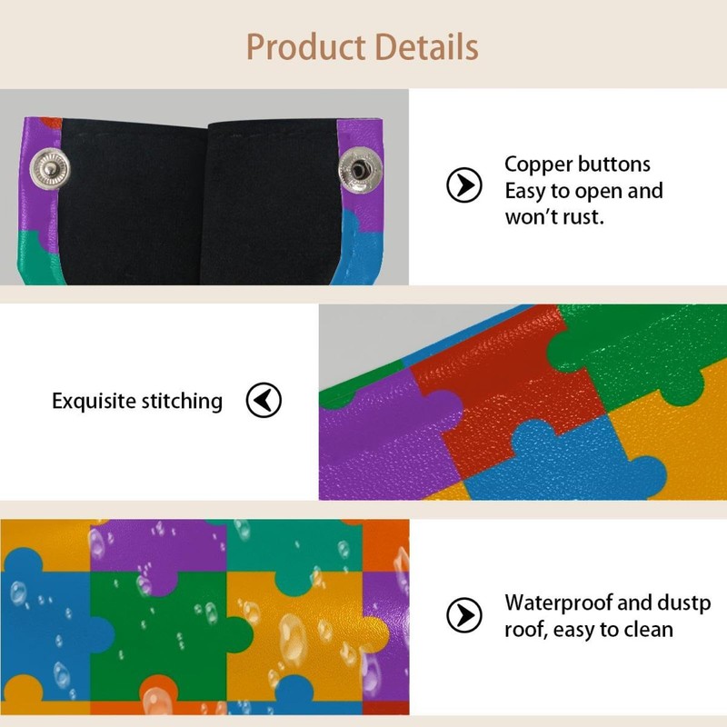 2 Pack Tissue Box Cover Holder, Puzzle Pieces Rectangle Leather