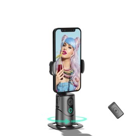 Auto Face Tracking Phone Holder,No App Required,360° Rotation Phone Camera Stand with Remote and Gesture Control, Smart Shooting Stand for Vlog/TIK Tok Live Streaming YouTube Video Recording