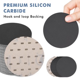 6 Inch 400 Grit Sanding Disc, GOH DODD 25 Pieces Wet Dry Sandpaper Hook and Loop Sanding Pads Silicon Carbide Sand Paper for Random Orbital Sander Auto Metal Glass Resin Wood Polishing Sanding