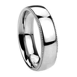 Prime Pristine 4mm 6mm Stainless Steel Mens Womens Rings Milgrain Edges Domed Classy Comfort Fit Wedding Bands SZ: 10.5