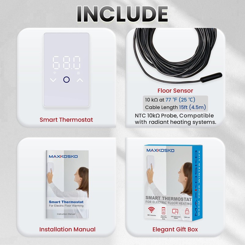 MAXKOSKO 2Pcs WiFi Smart Thermostat for Electric Floor Warming System