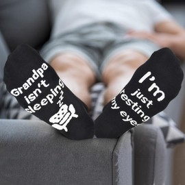 Dealswin Stocking Stuffers for Adults Men: Funny Socks for Dad Gifts Grandpa isn't Sleeping I'm Just Resting My Eyes Socks Christmas Birthday Father’s Day Gifts