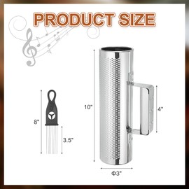 sourcing map Stainless Steel Guiro Shaker Instrument 3" x 10" Latin Percussion Instrument with Scraper Musical Training Tool Metal Guiro for Band Sand Hammer Performance