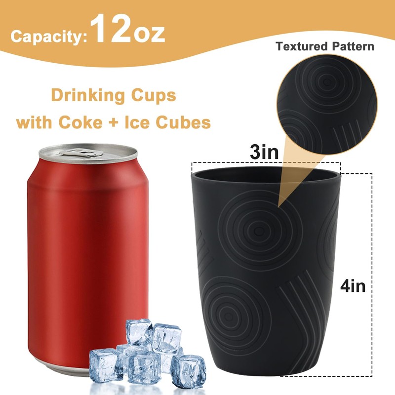 BUSOKIP 6 Pack Wheat Straw Cups 12 oz, Plastic Cups