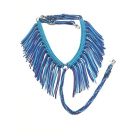 fringe breast collar paracord horse tack turquoise blue purple