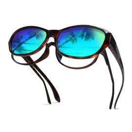 yodo Fit Over Glasses Sunglasses with Polarized Lenses for Men and Women,Green Mirrored Lens