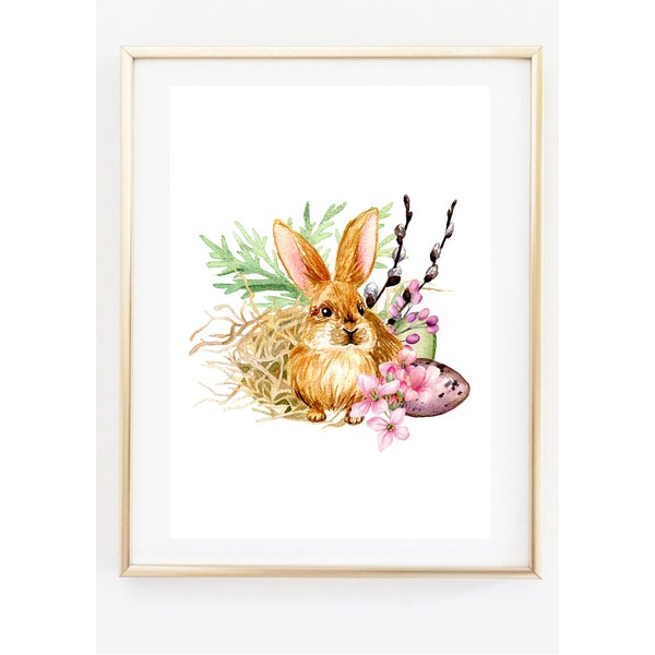 Din A4 Kunstdruck ungerahmt - Ostern - Hase Häschen Osterhasen