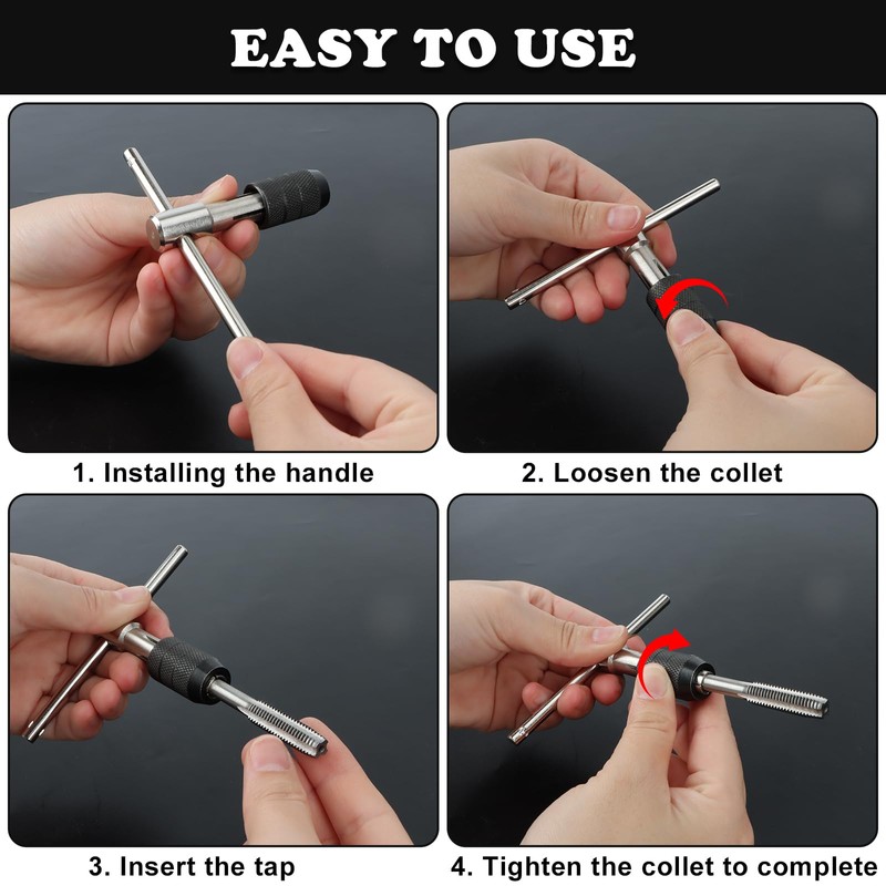 10 Piece Tap Set Adjustable Tap Wrench Set with M3