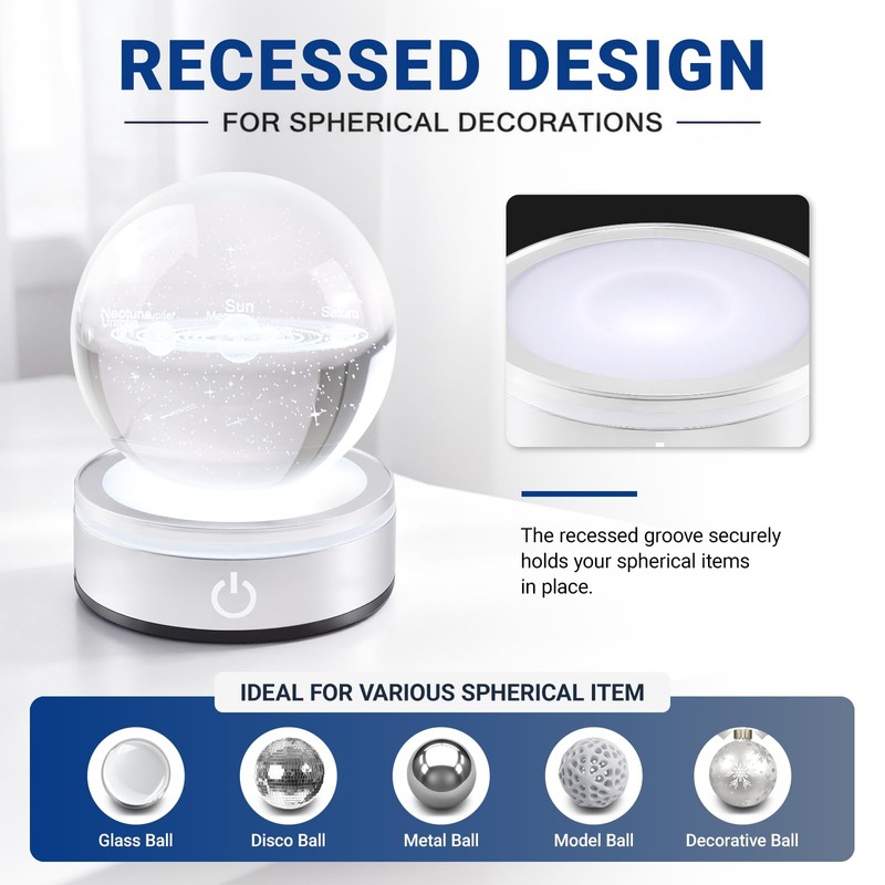 Silver Round LED Light Base Multicolor Display Stand (Two packs)
