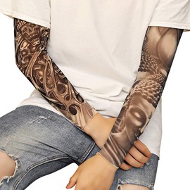 SPYMINNPOO 1 Pieza de Tatuaje Temporal, Mangas de Impresi¨®n de Protecci¨®n UV Calentador de Brazo Manga de Brazo de Tatuaje Falso Temporal Al Aire Libre (TS-78)