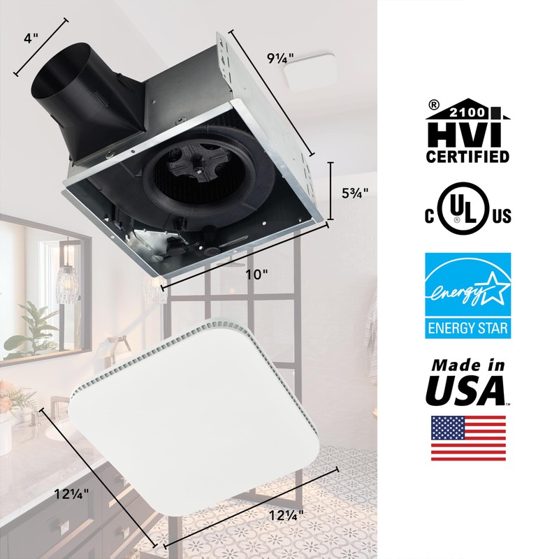 Broan-NuTone AER80K Roomside CleanCover Bathroom Ventilation Exhaust Fan, 80 CFM,