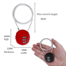 3 Pieces Combination Lock Bicycle Cable Lock Bicycle Suitcase Lock Bicycle Lock Long for Bicycles Suitcase Snowboards Pram Motorcycles Helmets and Outdoor Devices (Black, Red, Yellow)