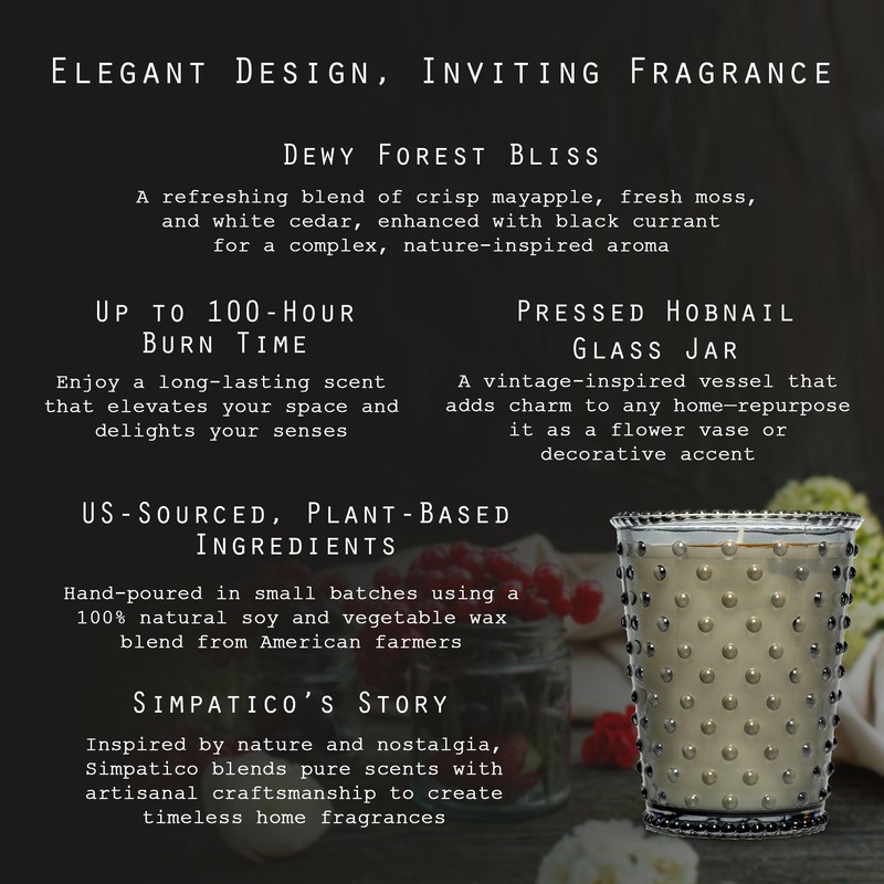 Simpatico No. 17 Fern Hobnail Candle, Crisp Mayapple with Fresh