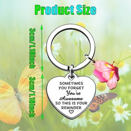 Inspirational pale pink butterfly Keyring Gifts for Women Encouragement Keyring Inspirational Quote Keychain For Women Girls Family Friends Stay Strong Gifts Graduation Birthday Chritsmas