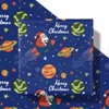 LeZakaa Rocket Santa Christmas Wrapping Paper Roll, Blue Santa on