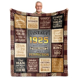 ACBEAT 100th Birthday Gifts for Men, 1925 Birthday Gifts for Man Throw Blanket 60"x50", Birthdays Gifts for 100 Year Old Man, 100th Birthday Decorations for Men, Unique 1925 Birthdays Gift Ideas