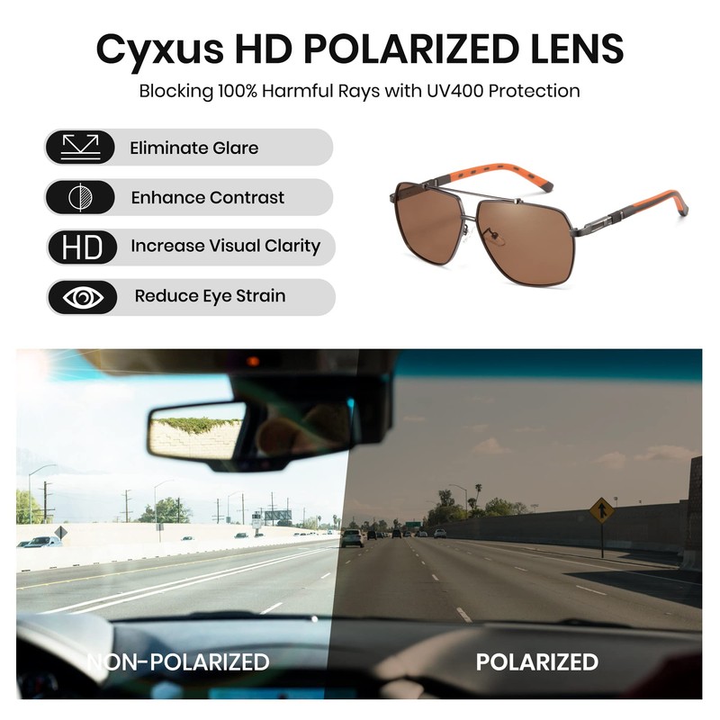 Cyxus Teardrop Sunglasses, Men's, Women's, Polarized Lenses, UV 400 Protection,