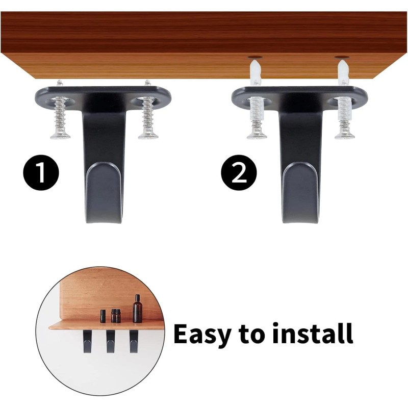 NoBrand 12PCS Stainless Steel Under-Shelf Coat Hook with Screws Mount