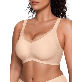 Vertvie Seamless Scalloped Bras for Women No Underwire Wireless Push Up Bra Soft Support Full Coverage Comfort Everyday Bra