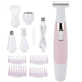 Depilación de Cejas, Labios, Cuerpo, Cara, Máquina de Depilación 5 en 1, Cortadora de Pelo de Nariz Y Orejas, Cortadora de Pelo de Cuello, Cortadora de Pelo de Nariz, Afeitadora Eléctrica para Mujeres