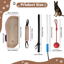 LECEHIVO 5 Pcs Dog Training Set Interactive Professional Equipment with 2 Training Sticks Dog Sleeve Pillow Tug Toy and Rubber Ball for K9 Puppy Fetch Biting (Red)