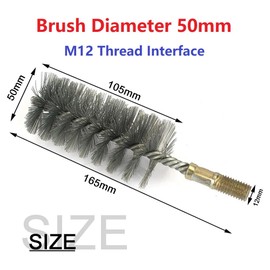 MiJunHD Steel Wire Tube Cleaning Brush, 50mm Round Chimney Cleaning Brush, M12 Thread Interface for Plumbing and Mechanical (1Piece)