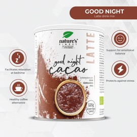 Nature's Finest by Nutrisslim Bio Good Night Latte mit Kakaopulver, Ashwagandha, Maca und Zimt-Essenz, veganes, entspannendes Schlafenszeitgetränk